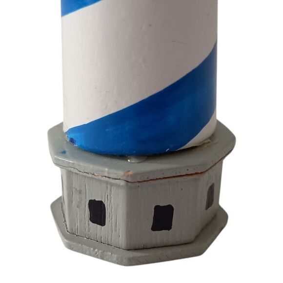 Wooden Lighthouse Christmas Ornament Blue White Midwest Cannon Falls Coastal - Picture 5 of 16